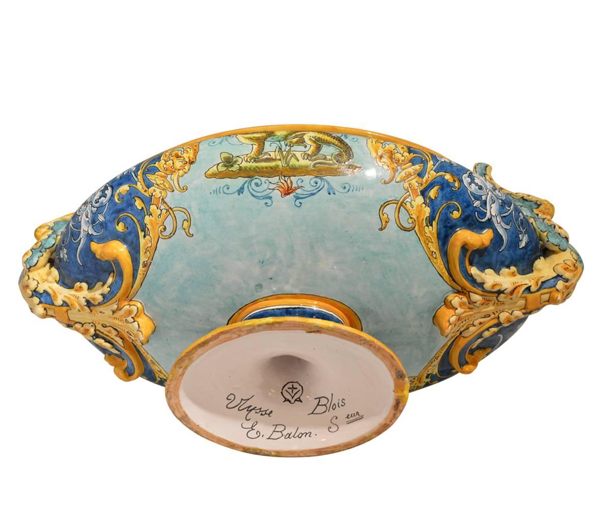 Louis XV Antique French Hand-Painted Ceramic Centerpiece
