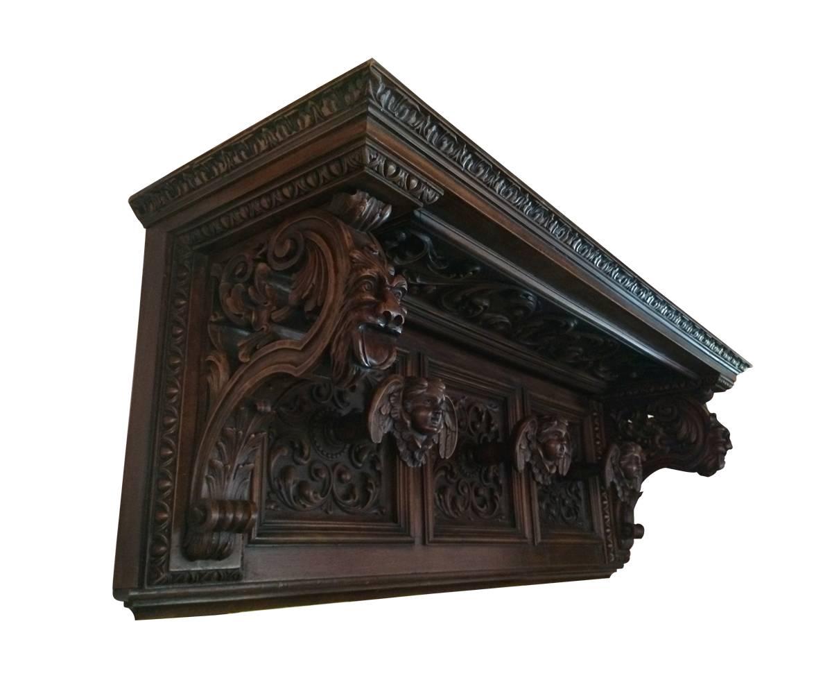 This is a magnificently carved work of art that is incredibly versatile. It could be used as a traditional coat and hat rack or more creativity as an incredible towel rack in a luxurious bathroom. Let your mind wander with this one. The quality of