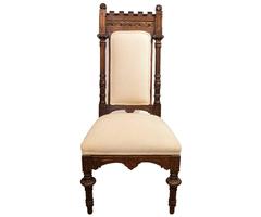 Antique Walnut Parcel-Gilt Gothic Style Hand-Carved Parlor/Dining Room Set