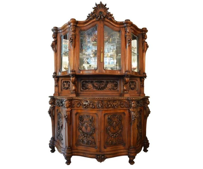 Antique Italian Dining Room Set with Table, Chairs, Buffet, Consoles