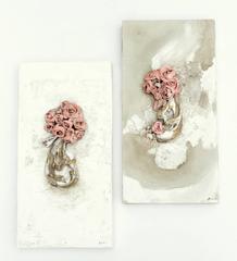 Pair of Decorated 18th Century Italian Fragments with Sculpted Flowers