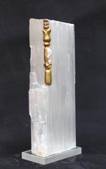 Selenite Log Decorated with 18th Century Italian Gold Leaf Fragment, Accessory