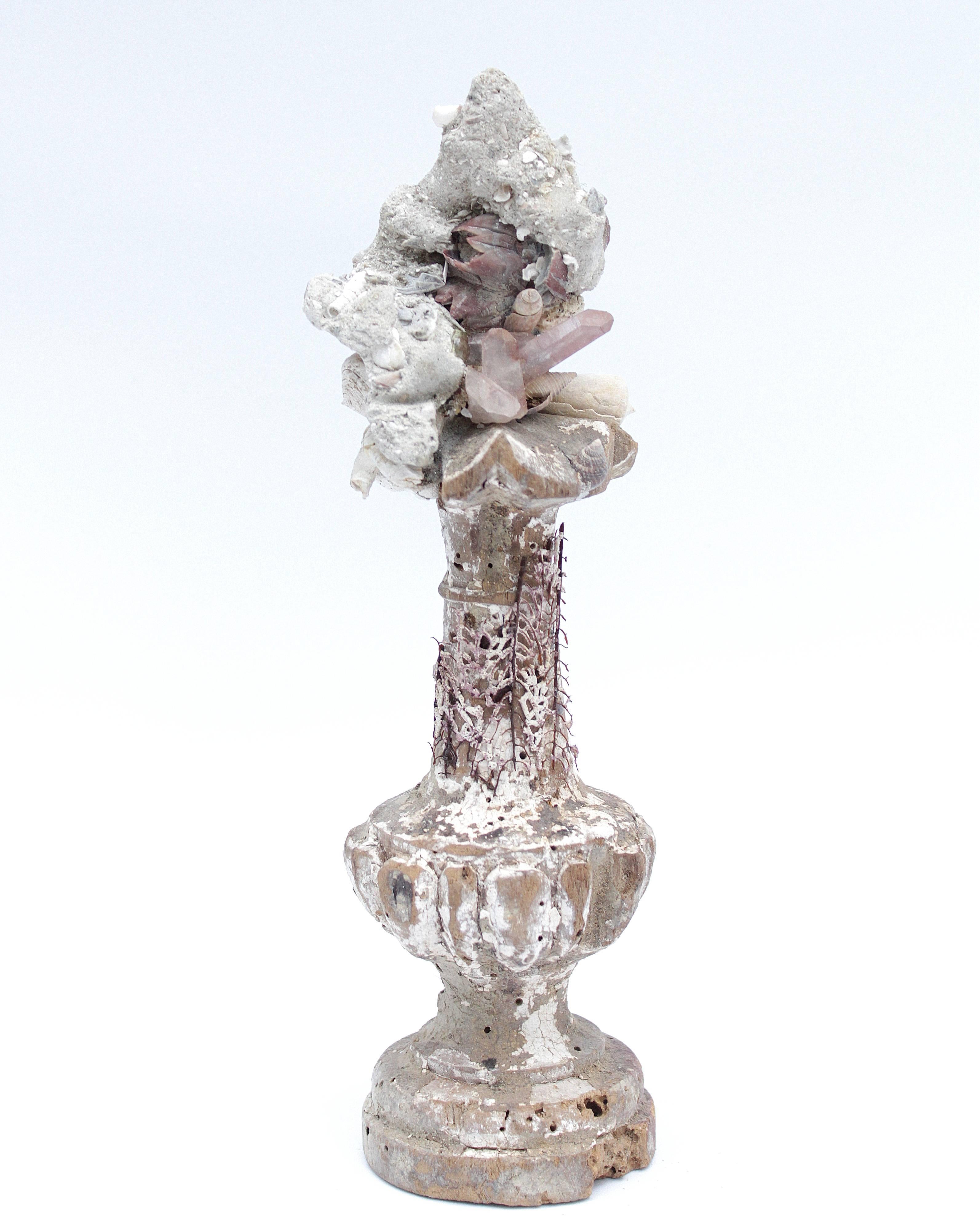 18th Century Decorated Italian Vase Fragment or Decorative Art Accessory In Distressed Condition For Sale In Atlanta, GA