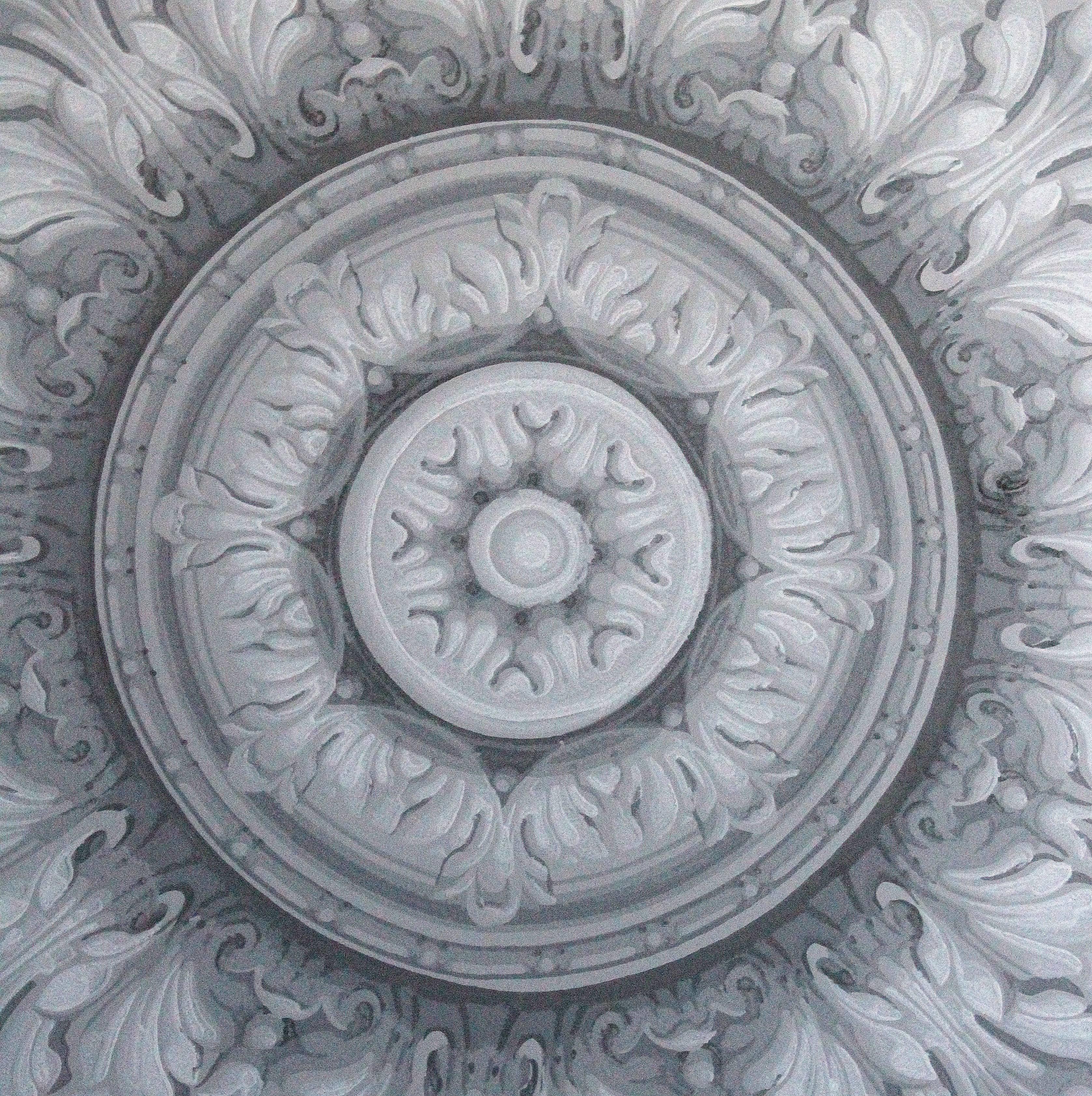 Molded 19th Century Irish Grey Ceiling Piece / Decorative Art Accessory For Sale