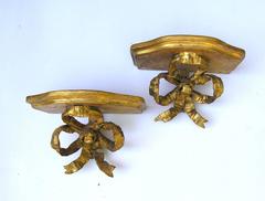Pair of English 18th Century Gold Leaf Bow Sconces/Wall Decor