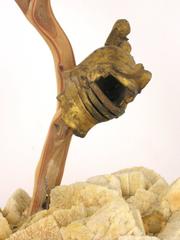 Mica in Matrix on Gold Leaf Stand