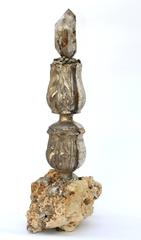 18th Century Decorated Italian Silver Leaf Candlestick Fragment