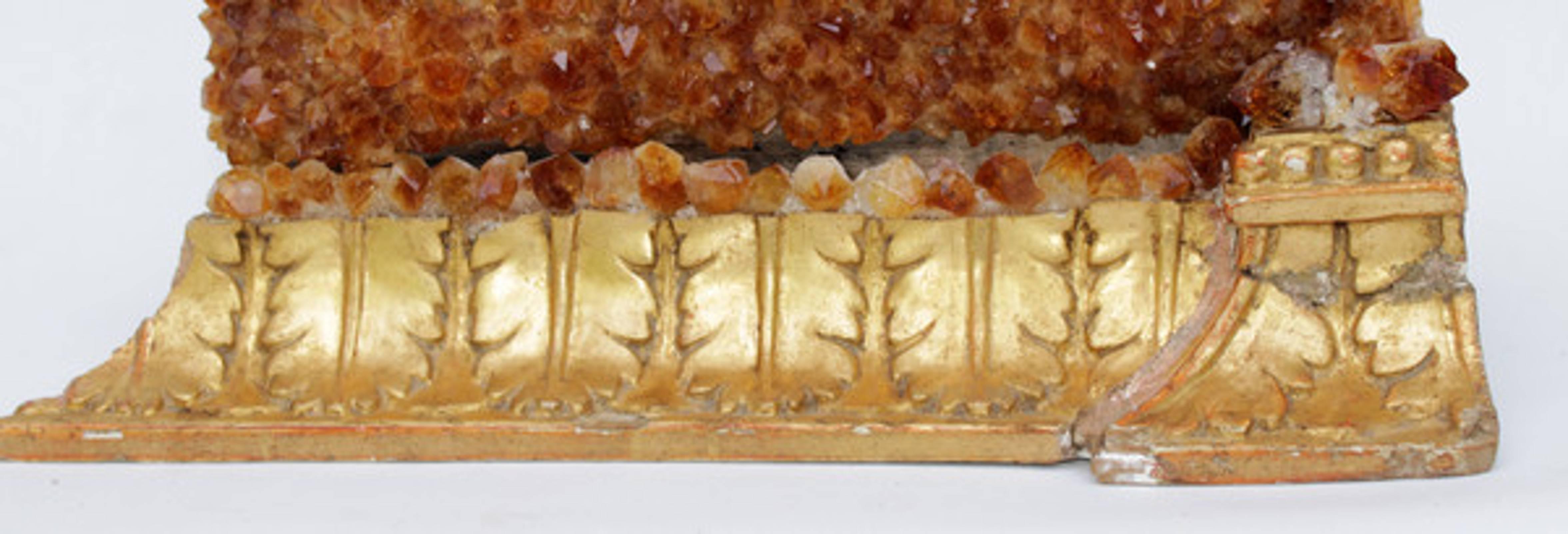 18th Century and Earlier Citrine in Matrix on Base with 18th Century Gold Leaf Molding / Art Accessory