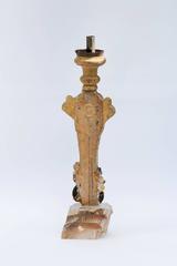 Decorated 18th Century Italian Candlestick with Chalcedonian Rosettes