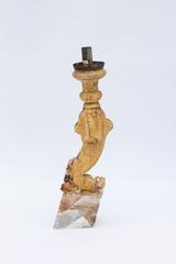 Decorated 18th Century Italian Candlestick with Chalcedonian Rosettes