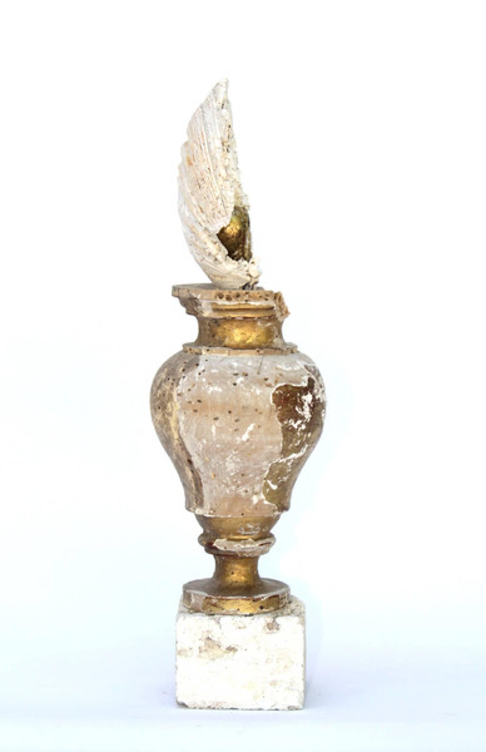 18th Century and Earlier Decorated 18th Century Italian Gold Leaf Distressed Church Vase / Art Accessory For Sale