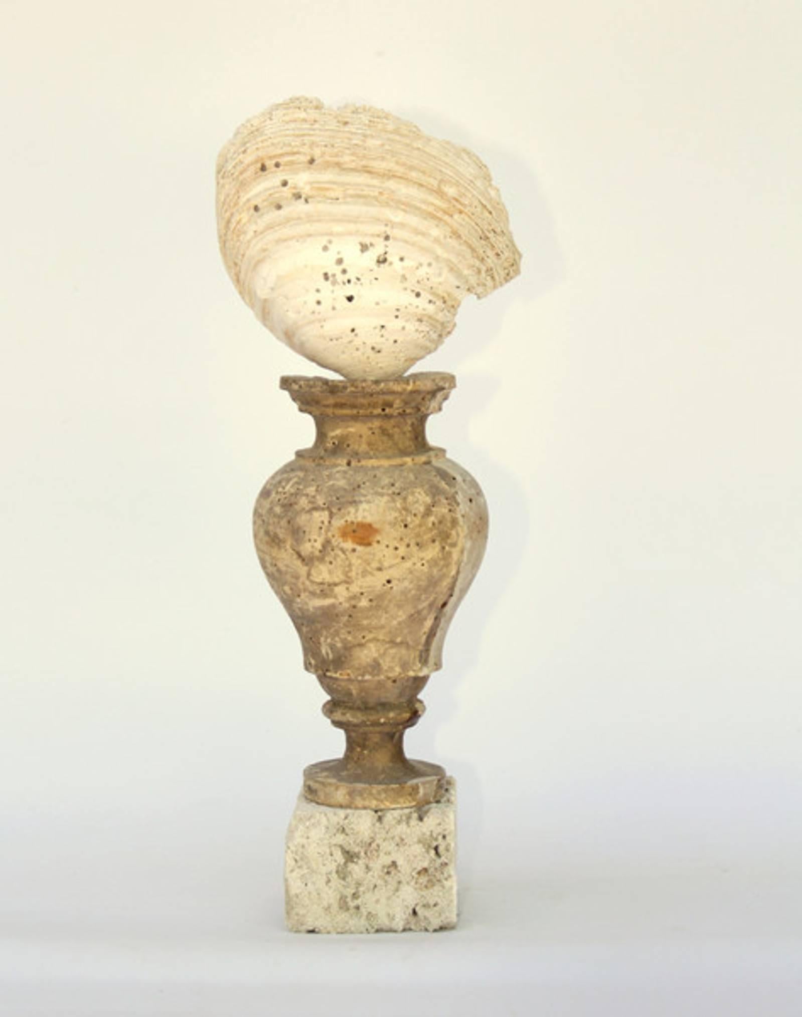 Coral Decorated 18th Century Italian Gold Leaf Distressed Church Vase / Art Accessory For Sale