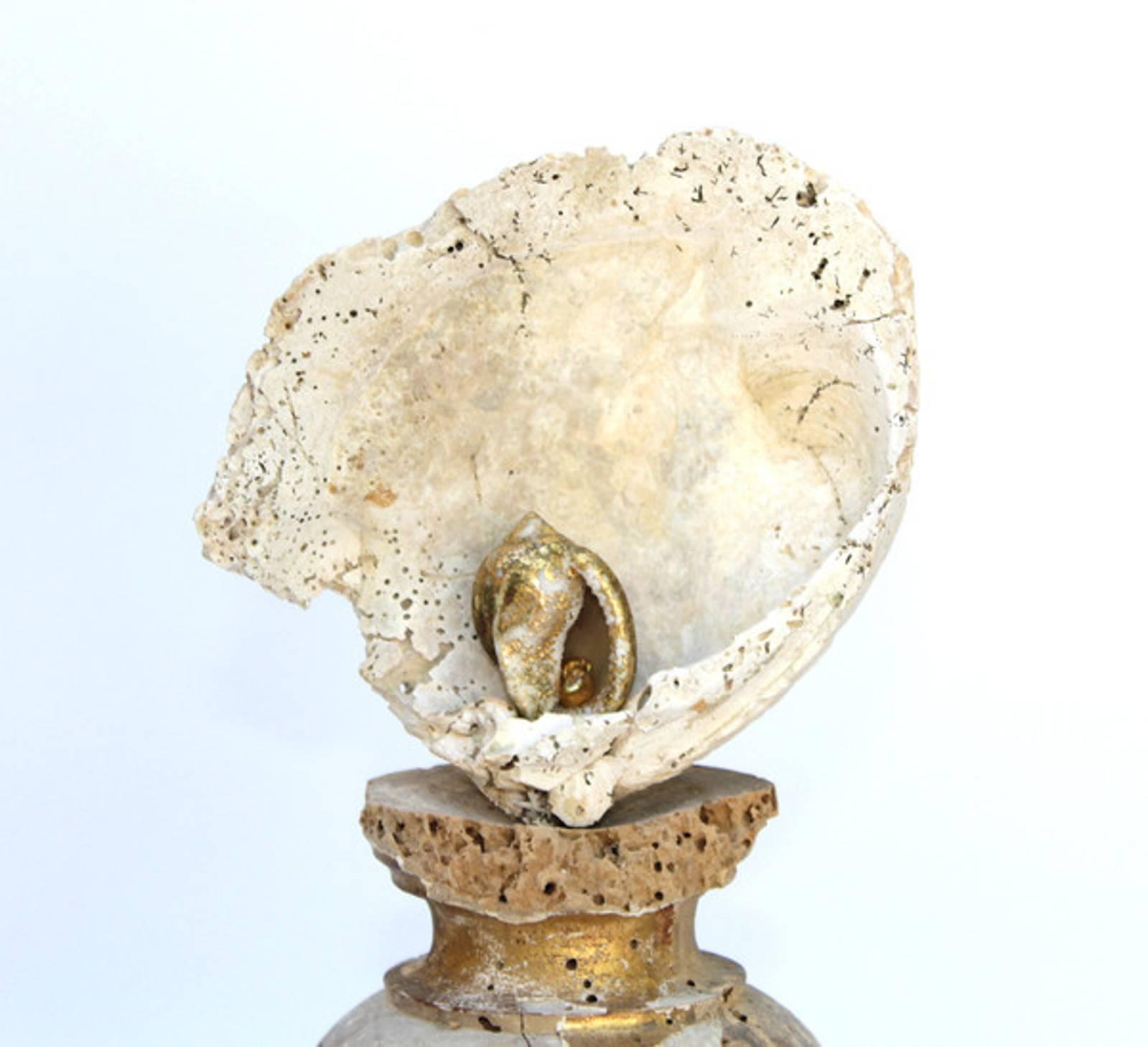 Decorated 18th Century Italian Gold Leaf Distressed Church Vase / Art Accessory In Distressed Condition For Sale In Atlanta, GA