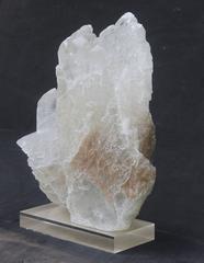 Large Natural Specimen of Fishtail Selenite on Lucite Base/ Art Accessory