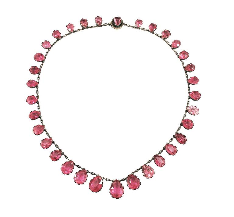 Antique Pink Tourmaline Riviere Necklace, circa 1880 at 1stdibs