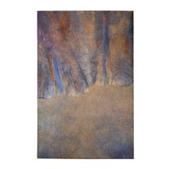 Grande peinture abstraite sur toile, techniques mixtes, de V. Simons, vers 1985