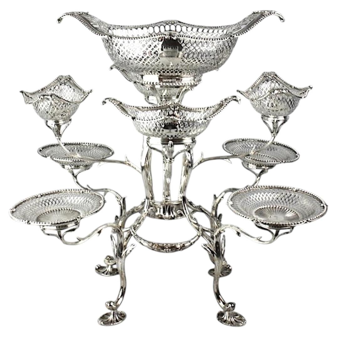 Thomas Pitts Sterling Silver Epergne Centerpiece Nine Baskets London, circa 1773
