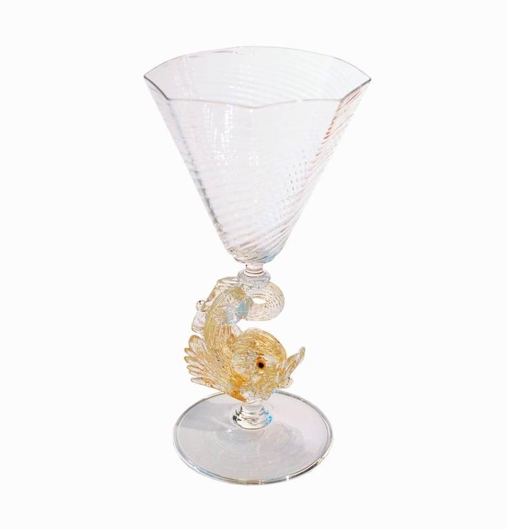 Set Of Eight Venetian Dolphin Goblets Murano Gl Wine Water Stems Italian Set Of Eight Venetian Dolphin Goblets Murano Gl Wine Water Stems For