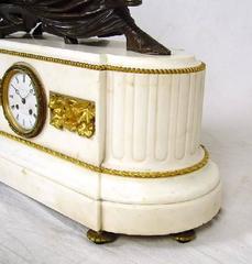 Antique French White Marble Bronze Clock Set Candelabras, Pradier, circa 1870