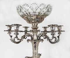 Paul Storr Chandelier en argent ancien avec boule en cristal:: vers 1837