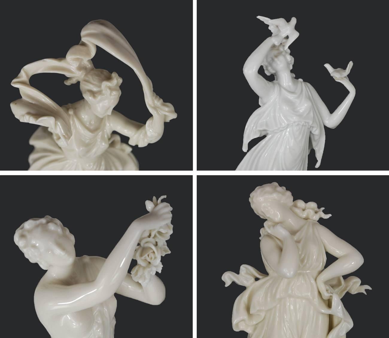 Romantico Antique Capodimonte Porcelain Surtout-de-Table Centerpiece Figurines, circa 1890 in vendita