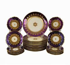 Antique Service à Dessert Dresden peint à la main Assiettes sur pied Tasses circa 1880
