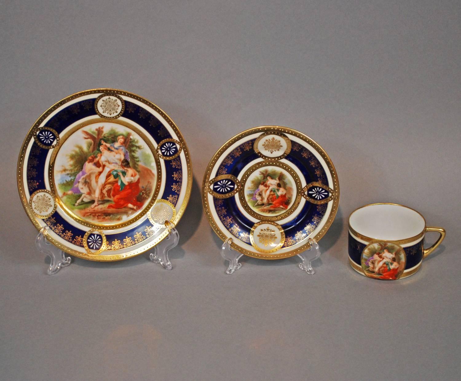 Neoclassical Royal Vienna Style Coffee Tea Set Dessert Service for 16, circa 1930 For Sale