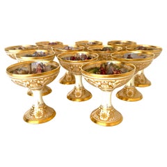 Lote de 12 copas de postre con pie de ópera Ambrosius Lamm de Dresde Pintadas a mano