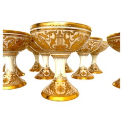 Set of 12 Dresden Ambrosius Lamm Opera Footed Cups Dessert Sherbets Hand painted