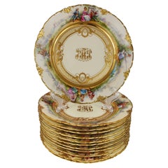 Set of 10 Dresden Ambrosius Lamm Dessert Salad Plates Hand Painted Vintage