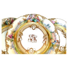Set of 10 Dresden Ambrosius Lamm Dessert Salad Plates Hand Painted Vintage