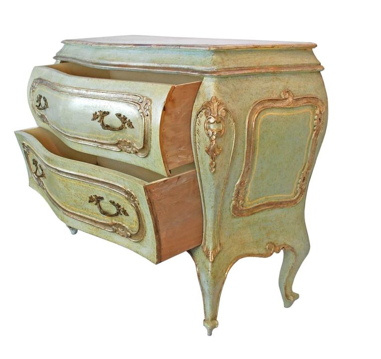 Pair Bombe Chests of Drawers Commode Painted, circa 1960 at