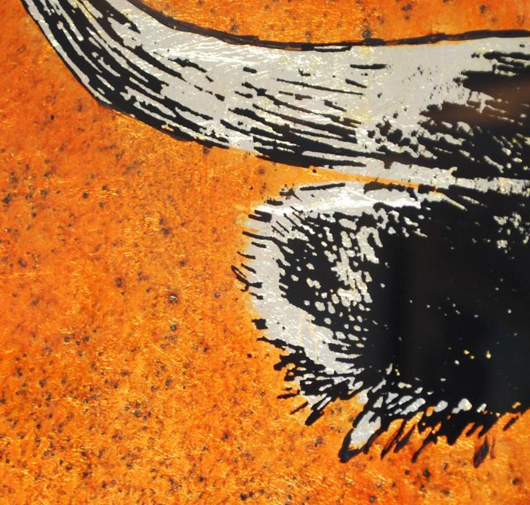 Rare Longhorn Texas Bull Painting By Jack White Circa 1975 For