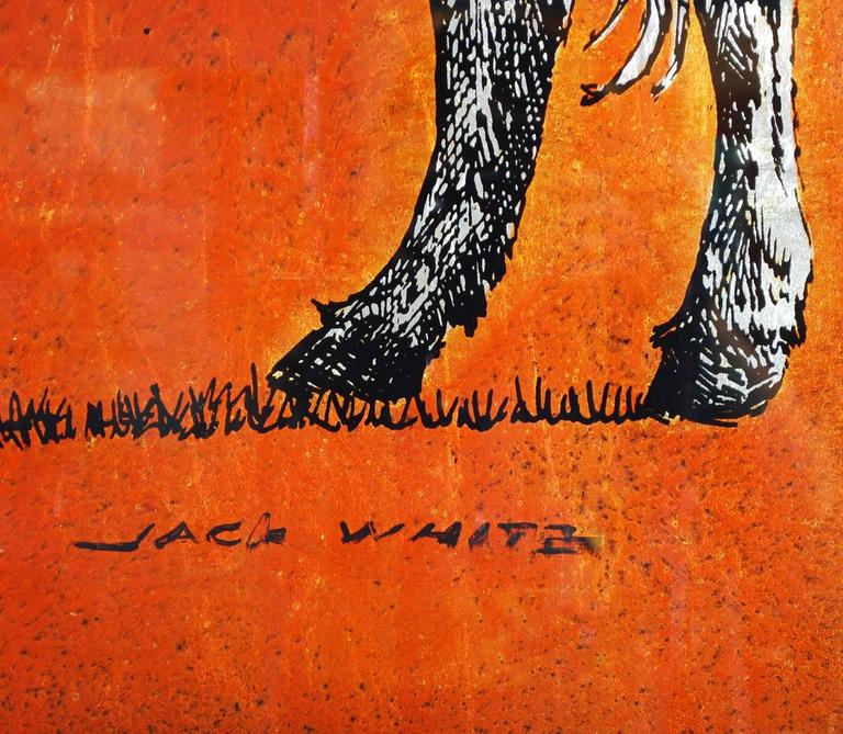Rare Longhorn Texas Bull Painting By Jack White Circa 1975 For