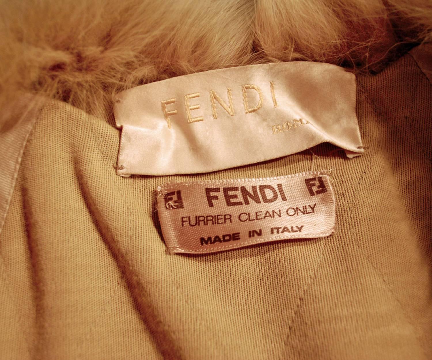 Woven Vintage Fendi Coat, Italy Fox Fur Collar and Treatment