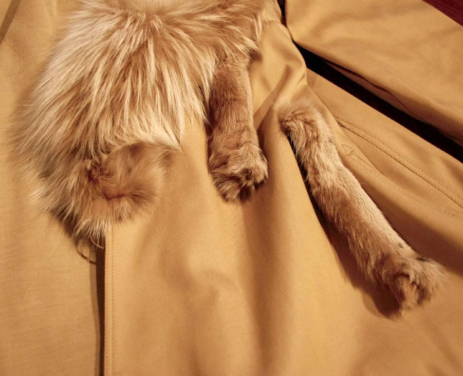Vintage Fendi Coat, Italy Fox Fur Collar and Treatment In Good Condition In Austin, TX
