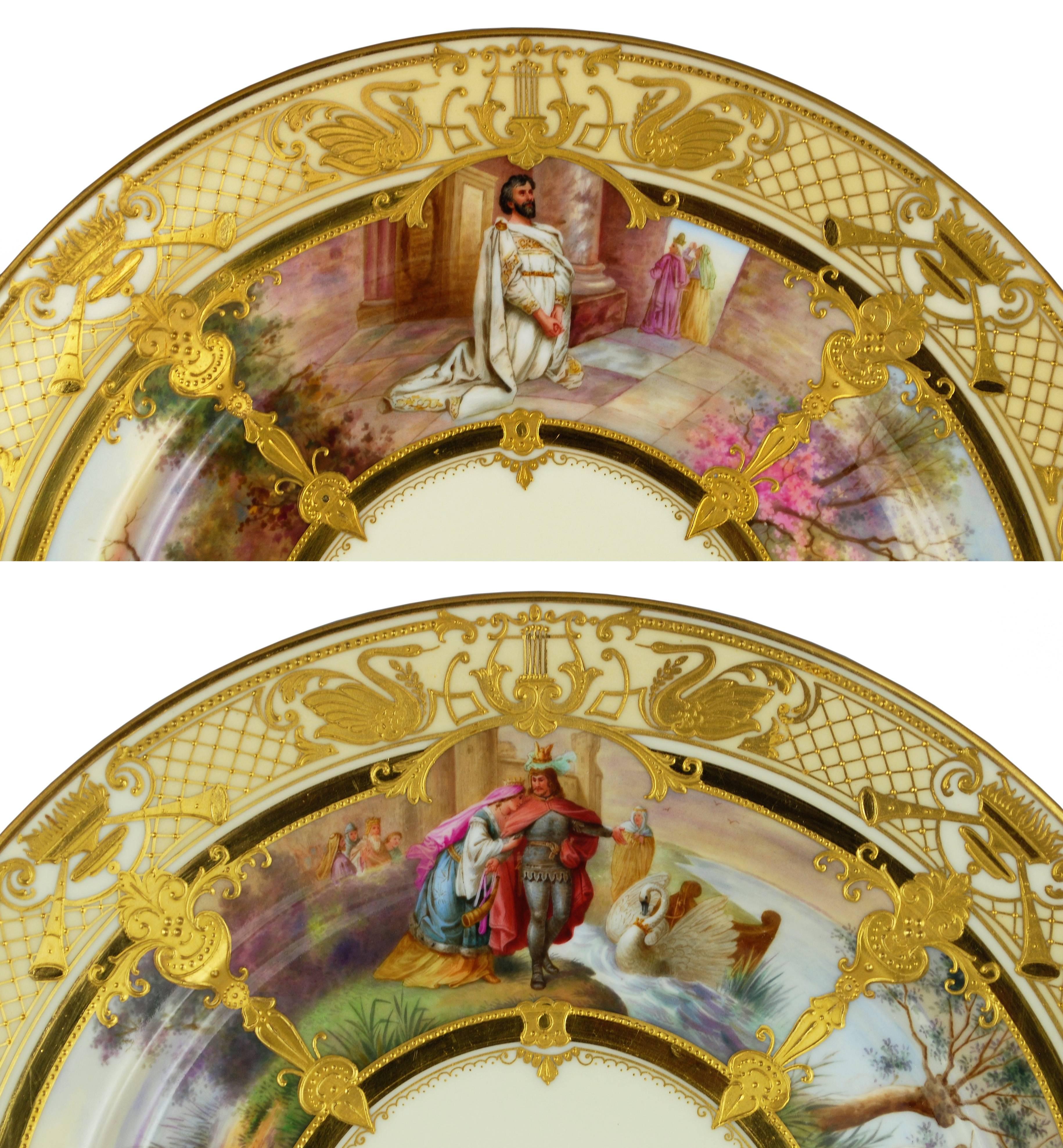 20th Century Ambrosius Lamm Dresden Opera Plates Cabinet Dinner Vintage, Set of 12