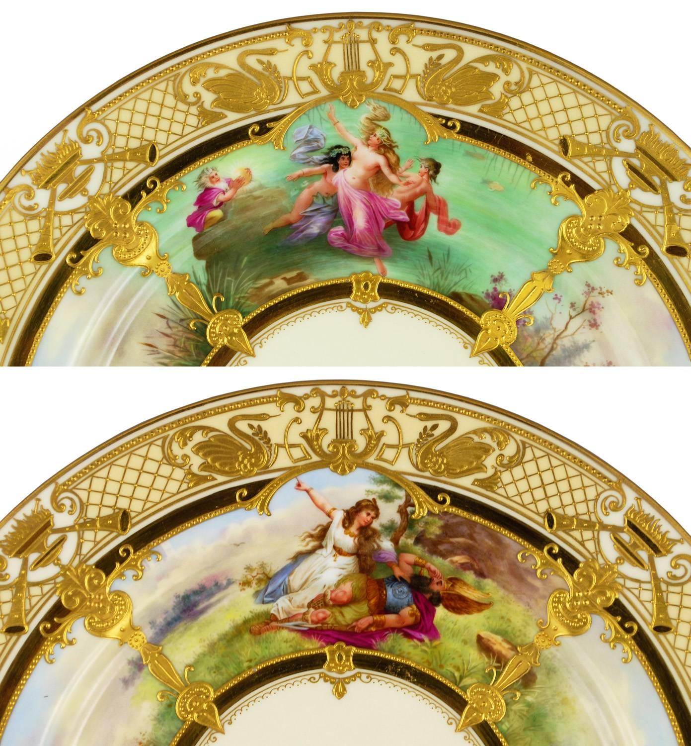 Porcelain Ambrosius Lamm Dresden Opera Plates Cabinet Dinner Vintage, Set of 12