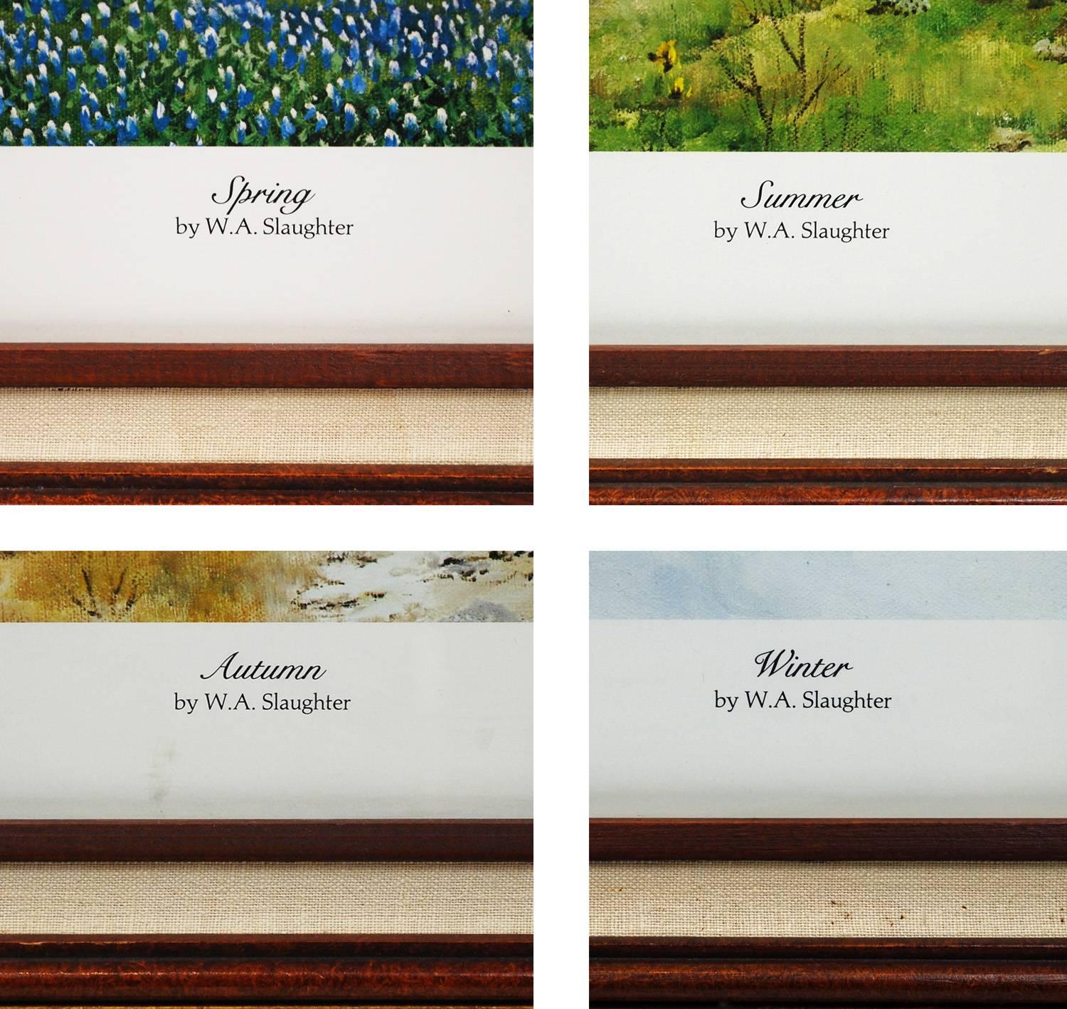 Vintage Set of Four Landscape Prints of Texas Seasons Bluebonnets, Slaughter 3
