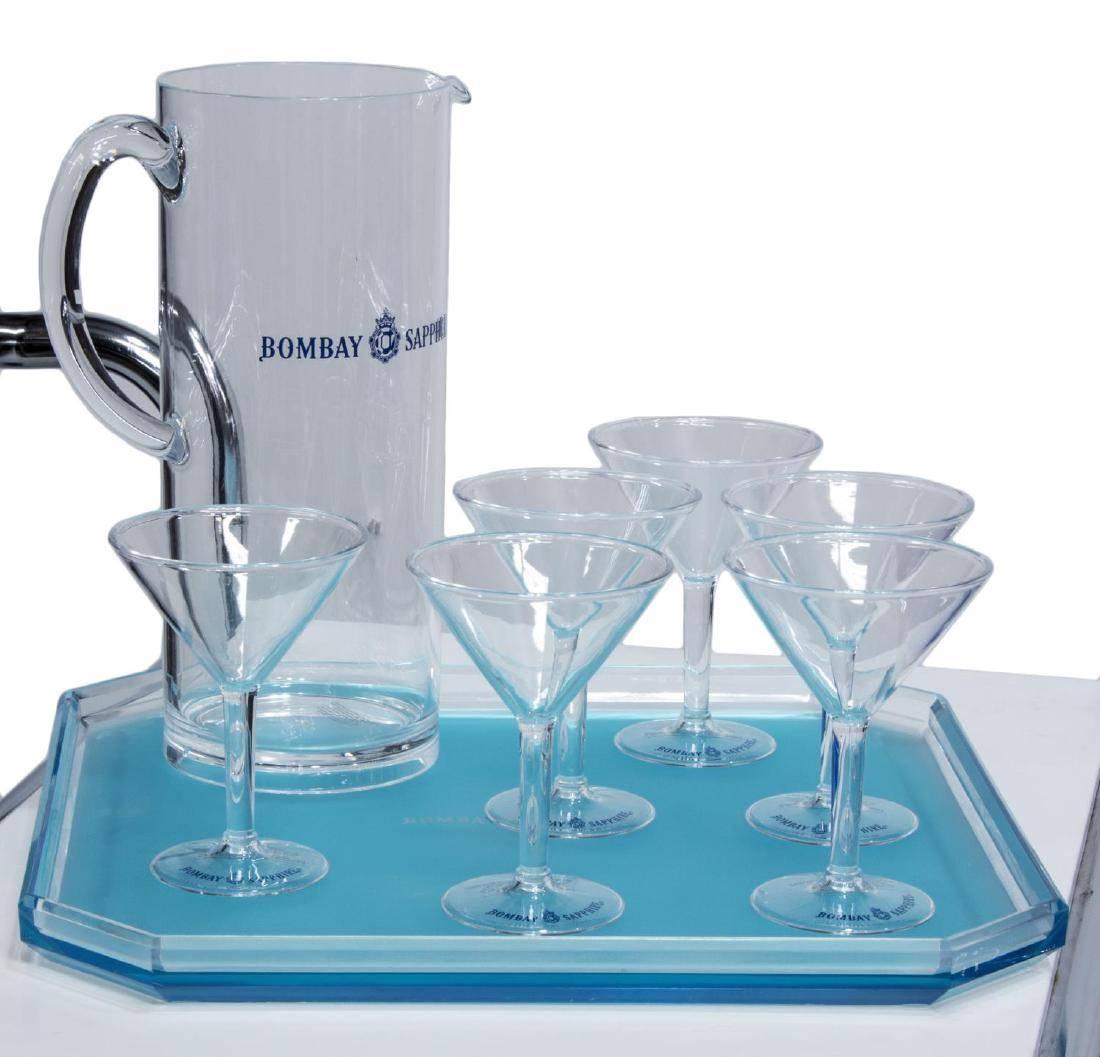 Unknown Bar Cart Set Trolley Acrylic Barware by Bombay Sapphire For Sale