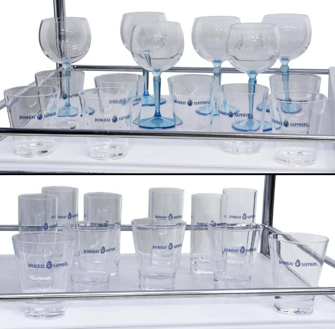 Contemporary Bar Cart Set Trolley Acrylic Barware by Bombay Sapphire For Sale