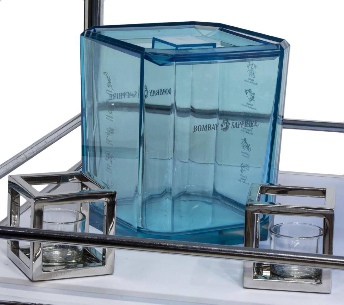 Metal Bar Cart Set Trolley Acrylic Barware by Bombay Sapphire For Sale