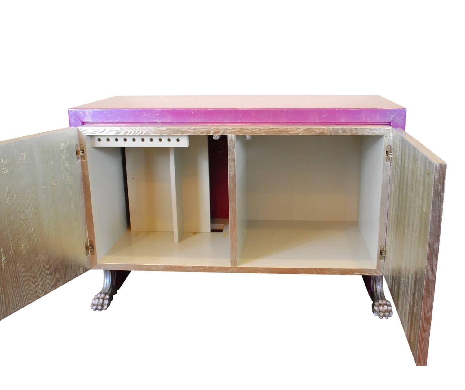 Carlo Rampazzi Italian Large Cabinet Purple Silver Modern Madera en venta
