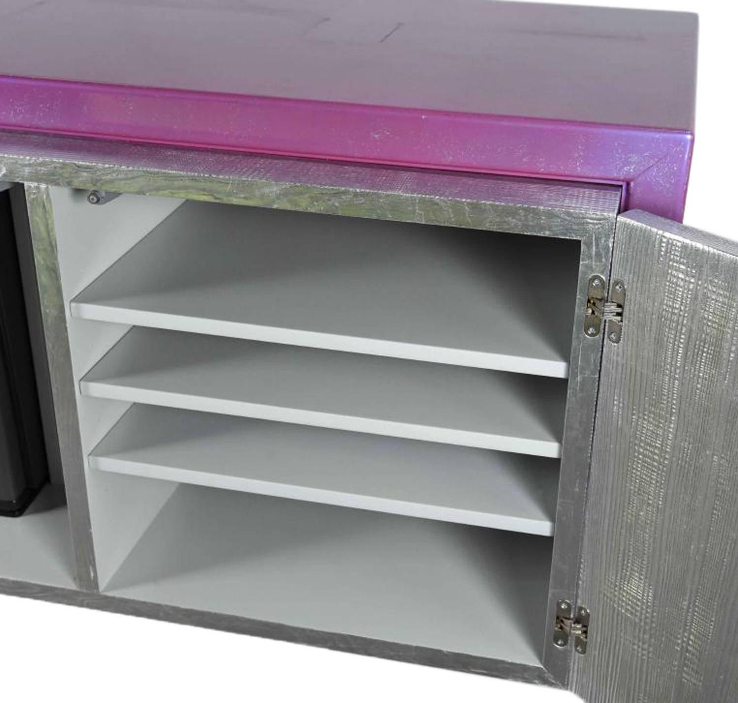 Carlo Rampazzi Italian Large Cabinet Purple Silver Modern en venta 1