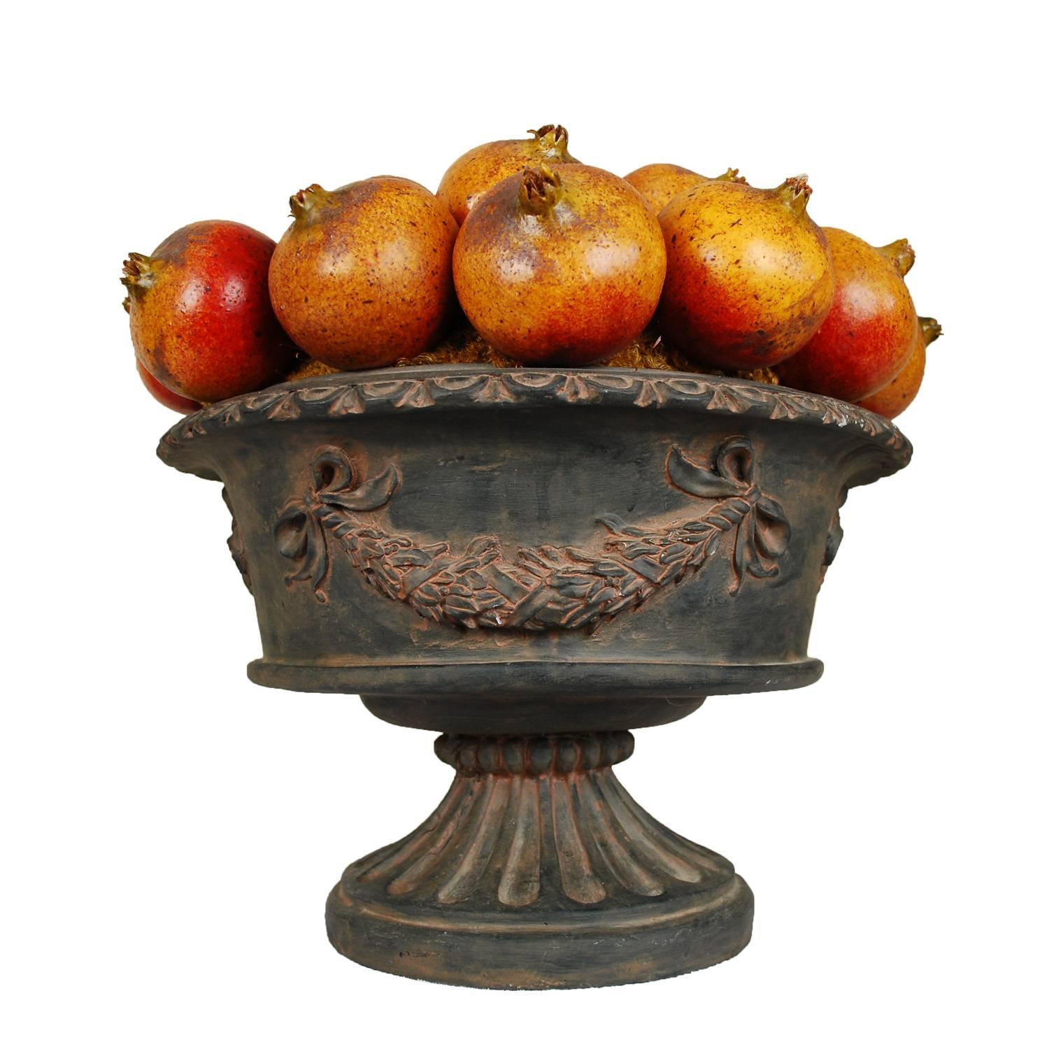 Sconosciuto Composizione di frutta Centrotavola Vaso Ciotola Melograni in vendita