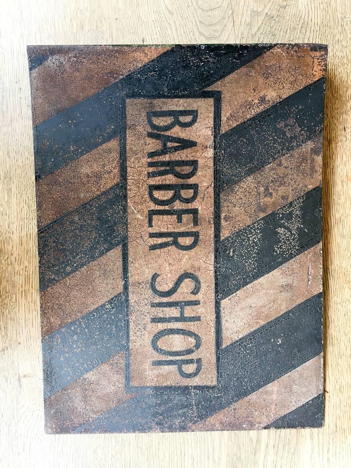 Metal barber shop sign. Hand-painted.