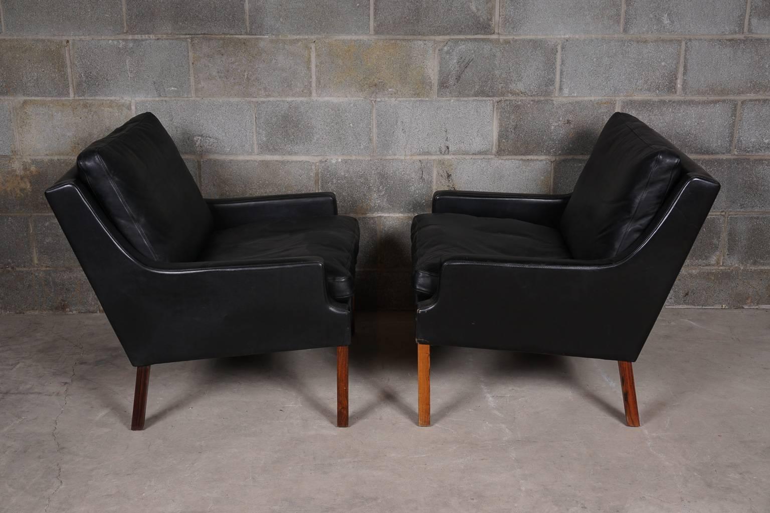Pair of Leather Chairs Designed by Rud Thygesen In Good Condition In Nashville, TN