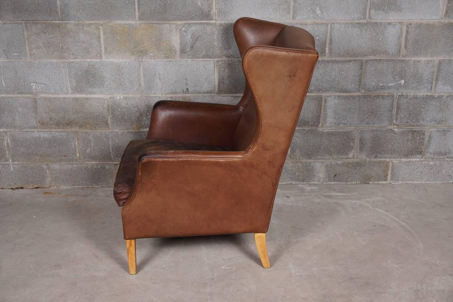 Danish Wingback Chair In Good Condition In Nashville, TN