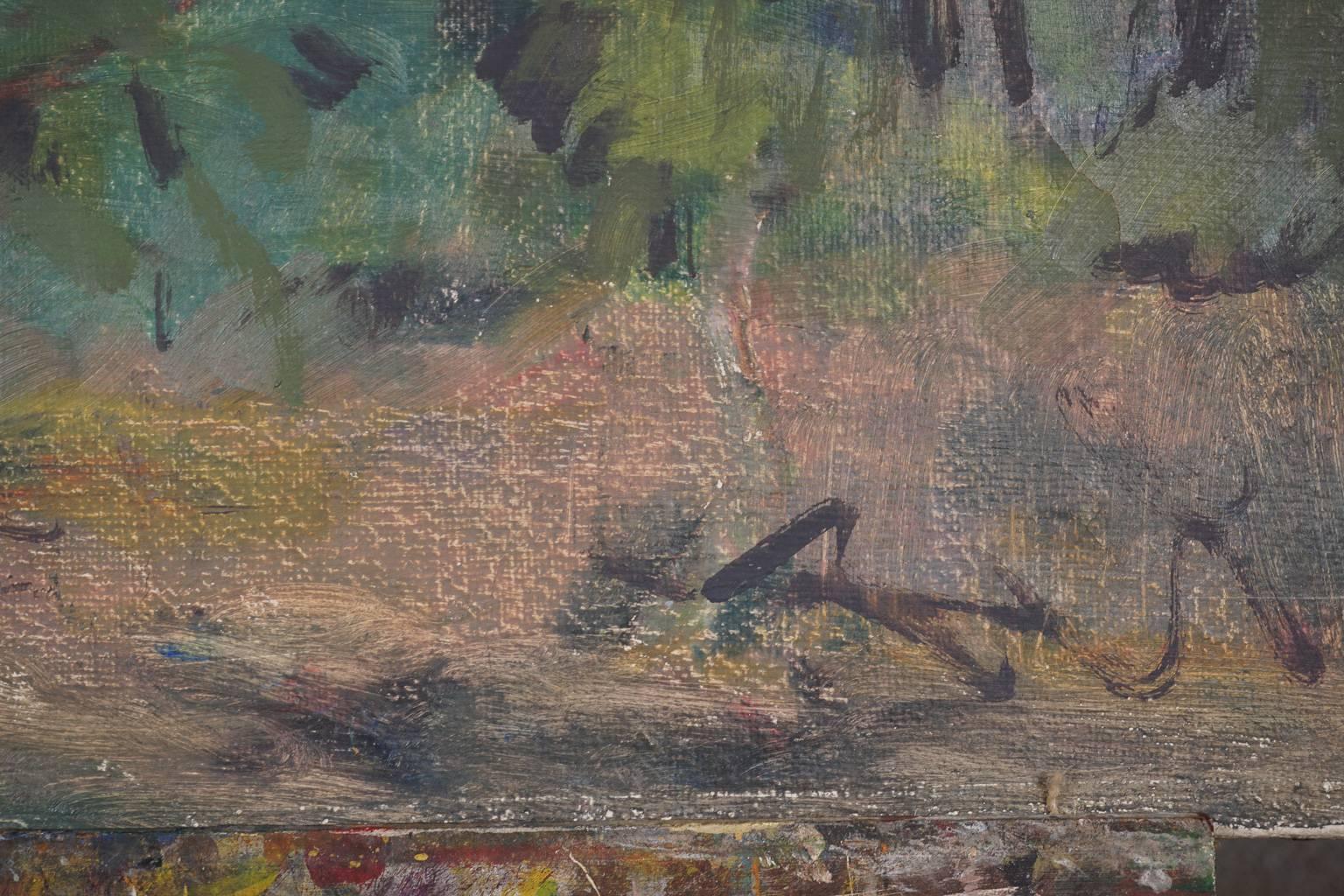 Danish Forest Painting on Canvas In Good Condition In Nashville, TN