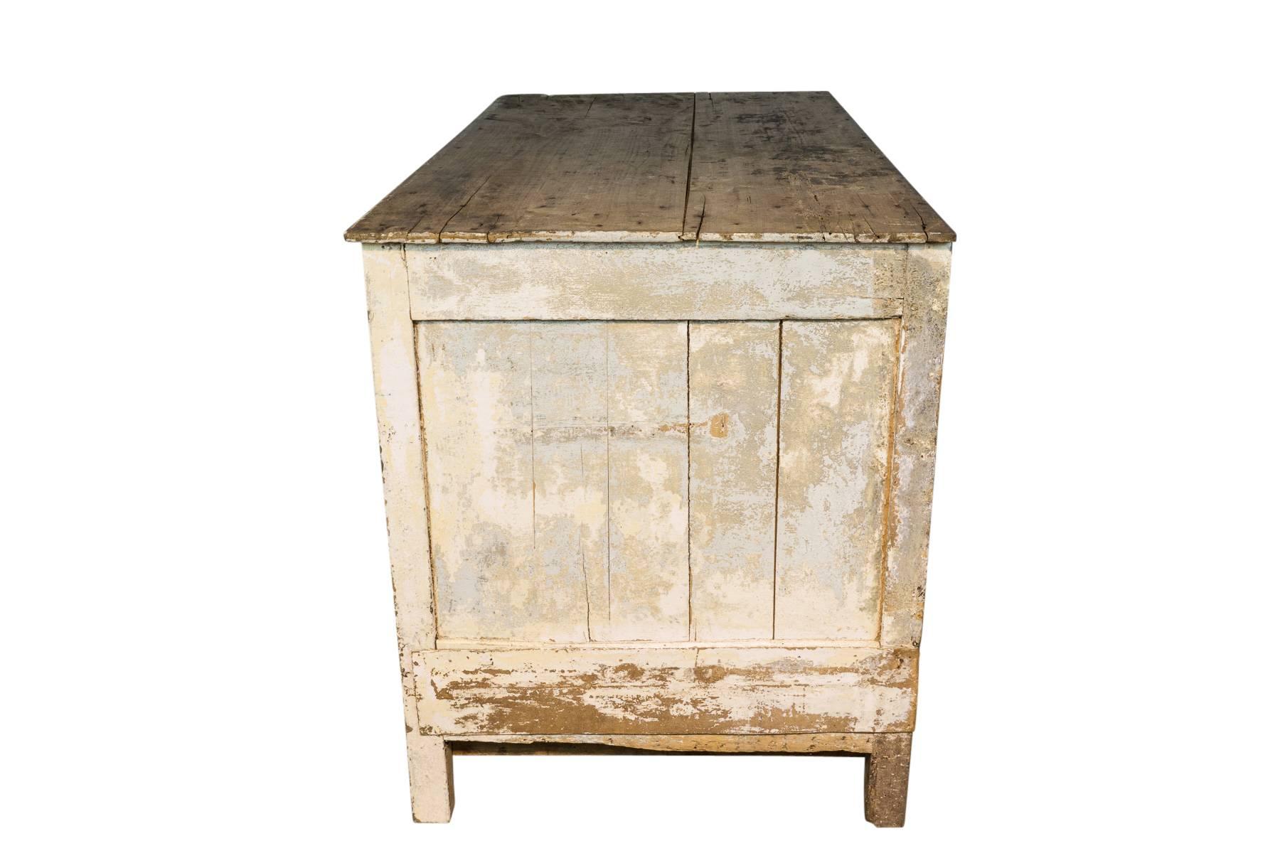 French eight-drawer bakery cabinet in original paint.